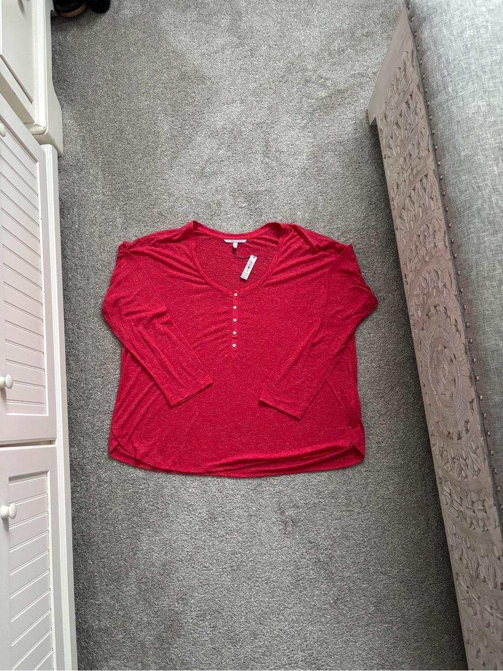 Victoria's Secret Red Henley Long Sleeve Top